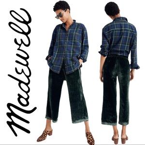Madewell Velvet Huston Pull-On Crop Pants - Green